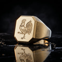 De Goudhaan Imperium gouden zegelring met familiewapen
